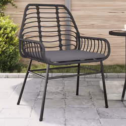 VidaXL 369091 chaise d'extérieur Terrace Siège rembourré Polyuréthane, Acier Noir