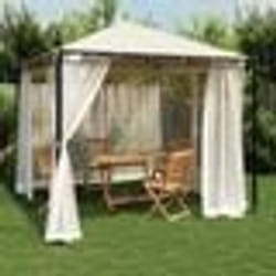 vidaXL Tonnelle avec parois en filet crème 2,93x2,93 m acier