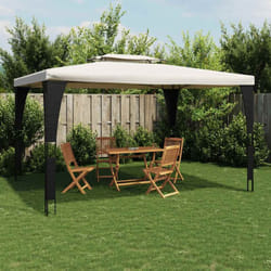 Vidaxl - Tonnelle à double toit crème 3,98x2,98 m acier