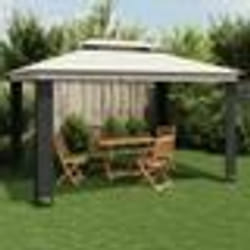 vidaXL Tonnelle à double toit crème 3,94x2,96 m acier
