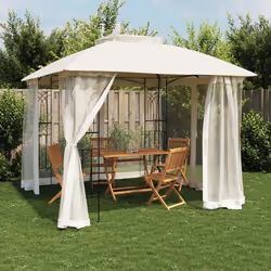 vidaXL Tonnelle avec double toit et parois en filet crème acier