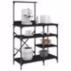 vidaXL Support de boulanger noir 90x40x132 cm bois ingénierie et métal