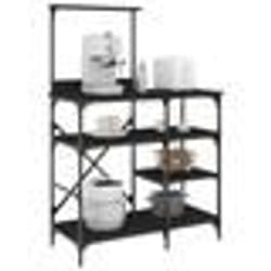vidaXL Support de boulanger noir 90x40x132 cm bois ingénierie et métal