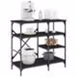 vidaXL Support de boulanger noir 90x40x84 cm bois ingénierie et métal
