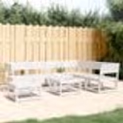 vidaXL Salon de jardin 7 pcs Blanc Bois de pin massif