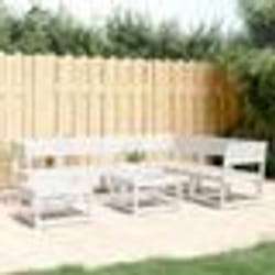 vidaXL Salon de jardin 7 pcs Blanc Bois de pin massif