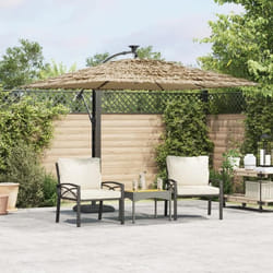 vidaXL Parasol de jardin avec LED et mât en acier marron 246x246x230cm parasol parasol dextérieur parasol de patio 4005086
