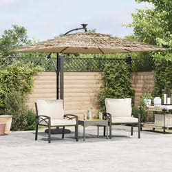 vidaXL Parasol de jardin avec LED et mât en acier marron 269x269x235cm parasol parasol dextérieur parasol de patio 4005087
