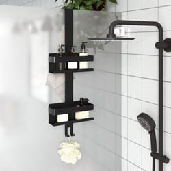 vidaXL Support de douche suspendu noir mat acier inoxydable 304 brossé