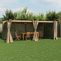 vidaXL Tonnelle avec rideaux taupe 6x3 m acier