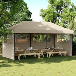 Vidaxl - Tente de réception pliable escamotable 3 parois latérales taupe