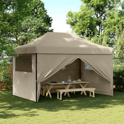 Vidaxl - Tente de réception pliable escamotable 4 parois latérales taupe