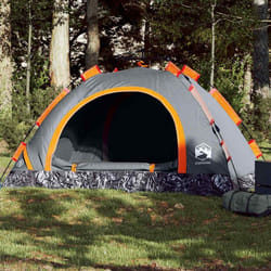 vidaXL Tente de camping 4 personnes gris et orange libération rapide