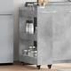vidaXL Armoire avec roues gris béton 60x22x79 cm bois d'ingénierie