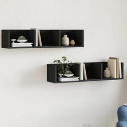 vidaXL Armoires murales 2 pcs noir 75x18x16,5 cm bois d'ingénierie