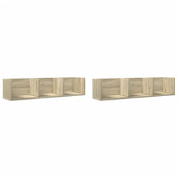 Armoires murales 2pcs chêne sonoma 75x18x16,5cm bois ingénierie Vidaxl