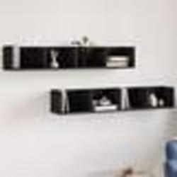 vidaXL Armoires murales 2 pcs noir 99x18x16,5 cm bois d'ingénierie