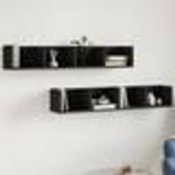 vidaXL Armoires murales 2 pcs noir 99x18x16,5 cm bois d'ingénierie