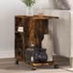 vidaXL Table d'appoint avec roues chêne fumé bois d'ingénierie