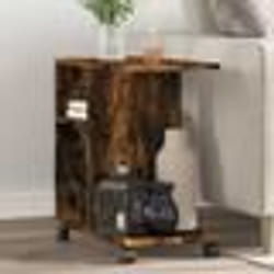 vidaXL Table d'appoint avec roues chêne fumé bois d'ingénierie