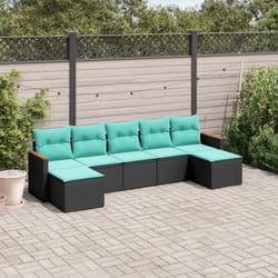 Vidaxl - Salon De Jardin 7 Pcs Avec Coussins Noir Résine Tressée