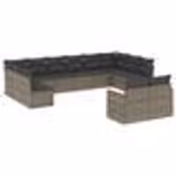 vidaXL Salon de jardin avec coussins 12 pcs gris résine tressée