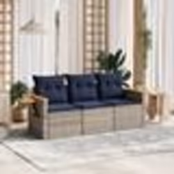 vidaXL Salon de jardin avec coussins 3 pcs gris résine tressée