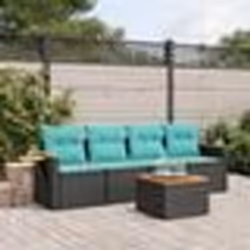 vidaXL Salon de jardin 5 pcs avec coussins noir résine tressée