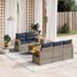 vidaXL Salon de jardin 6 pcs avec coussins gris résine tressée