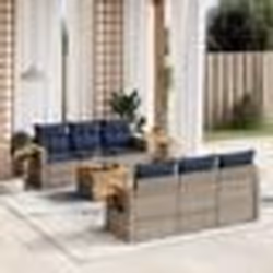 vidaXL Salon de jardin 7 pcs avec coussins gris résine tressée