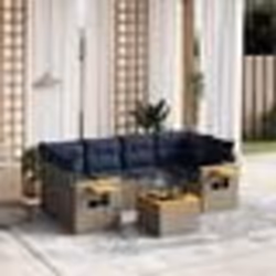 vidaXL Salon de jardin 7 pcs avec coussins gris résine tressée