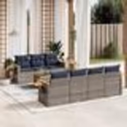 vidaXL Salon de jardin 8 pcs avec coussins gris résine tressée
