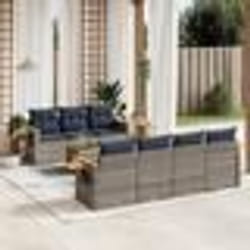 vidaXL Salon de jardin 8 pcs avec coussins gris résine tressée