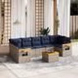 vidaXL Salon de jardin 8 pcs avec coussins gris résine tressée