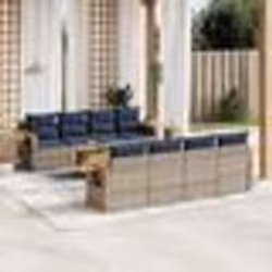 vidaXL Salon de jardin 9 pcs avec coussins gris résine tressée