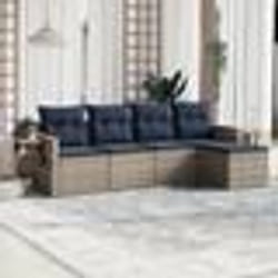 vidaXL Salon de jardin 5 pcs avec coussins gris résine tressée