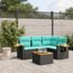 vidaXL Salon de jardin 5 pcs avec coussins noir résine tressée