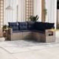 vidaXL Salon de jardin 5 pcs avec coussins gris résine tressée