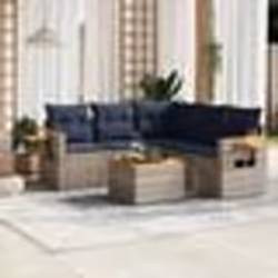 vidaXL Salon de jardin 6 pcs avec coussins gris résine tressée