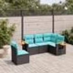 vidaXL Salon de jardin 5 pcs avec coussins noir résine tressée