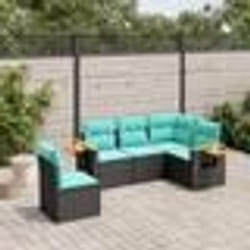 vidaXL Salon de jardin 5 pcs avec coussins noir résine tressée