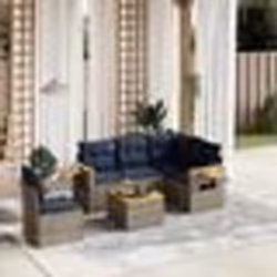 vidaXL Salon de jardin 6 pcs avec coussins gris résine tressée