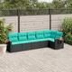 vidaXL Salon de jardin 6 pcs avec coussins noir résine tressée
