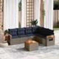 vidaXL Salon de jardin 7 pcs avec coussins gris résine tressée