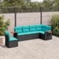 vidaXL Salon de jardin 6 pcs avec coussins noir résine tressée