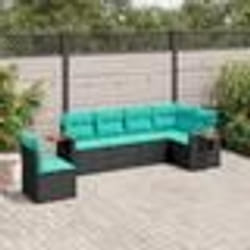 vidaXL Salon de jardin 6 pcs avec coussins noir résine tressée