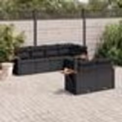 vidaXL Salon de jardin 7 pcs avec coussins noir résine tressée