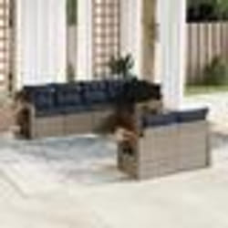 vidaXL Salon de jardin 7 pcs avec coussins gris résine tressée