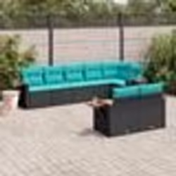 vidaXL Salon de jardin 8 pcs avec coussins noir résine tressée