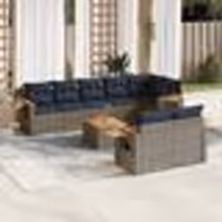 vidaXL Salon de jardin 9 pcs avec coussins gris résine tressée